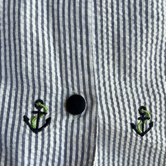 Glorimont Seersucker Navy Girls Dress - Picture 5 of 8